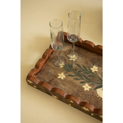 Recycled Wooden Tray with Painting Detail