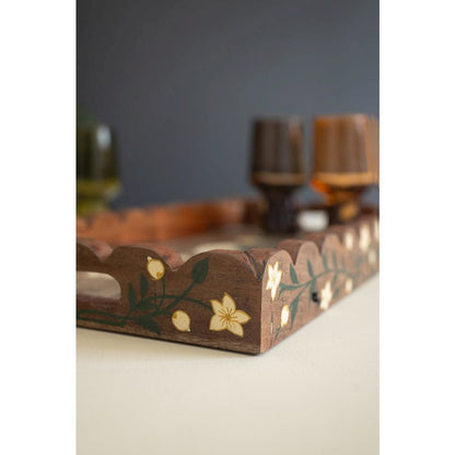 Recycled Wooden Tray with Painting Detail