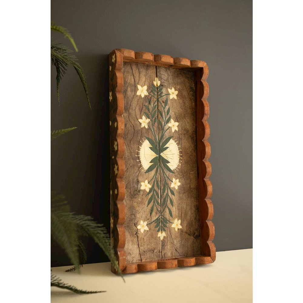 Recycled Wooden Tray with Painting Detail