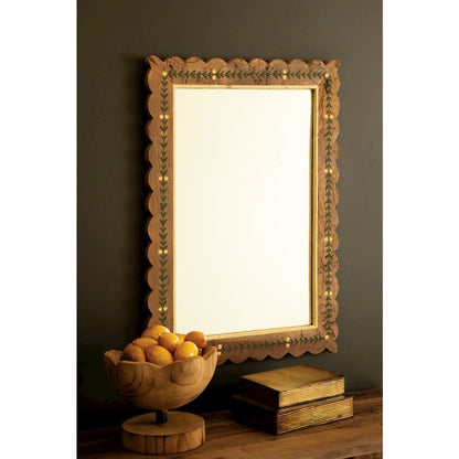 Recycled Wood Framed Mirror with Painting Detail
