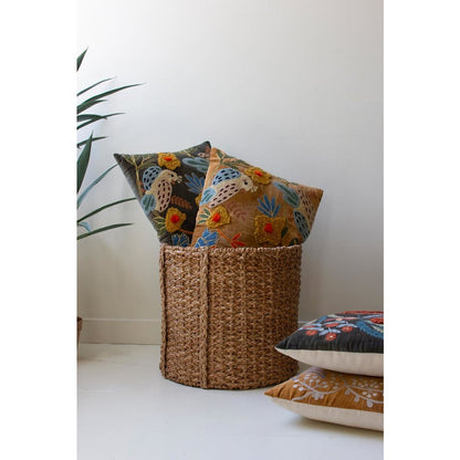 Set Of Two Embroidery Pillows With Flowers - One Each Color