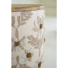 Round Embroidered Accent Table with Mango Wood Top
