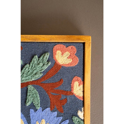 Framed Hand Hooked Art - Birds And Flowers