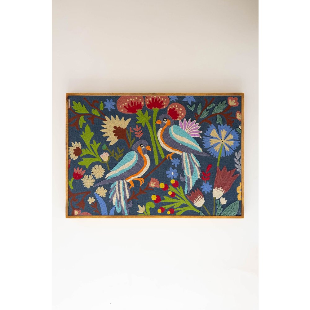 Framed Hand Hooked Art - Birds And Flowers