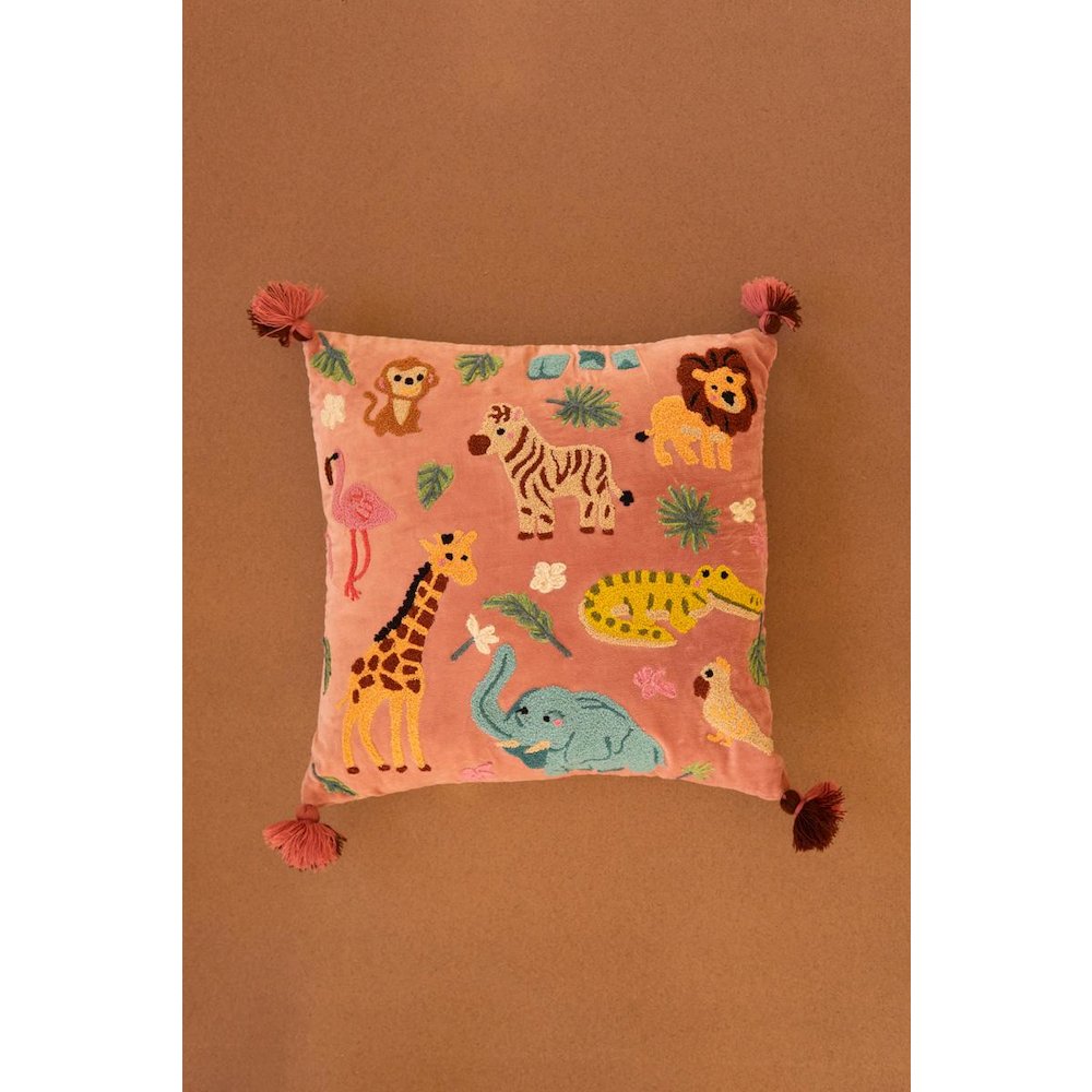 Velvet Embroidery Pillow - Animals
