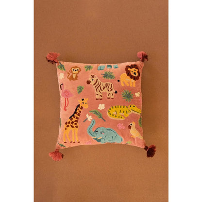 Velvet Embroidery Pillow - Animals