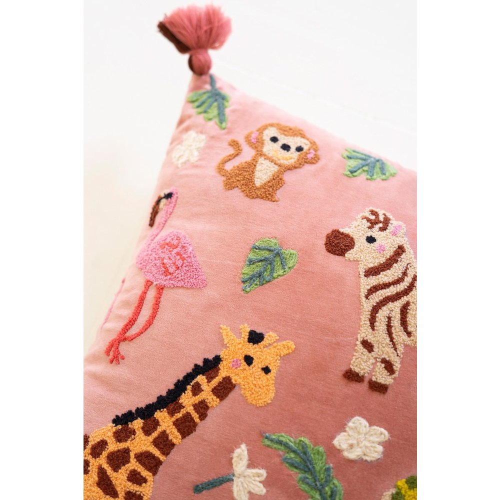 Velvet Embroidery Pillow - Animals