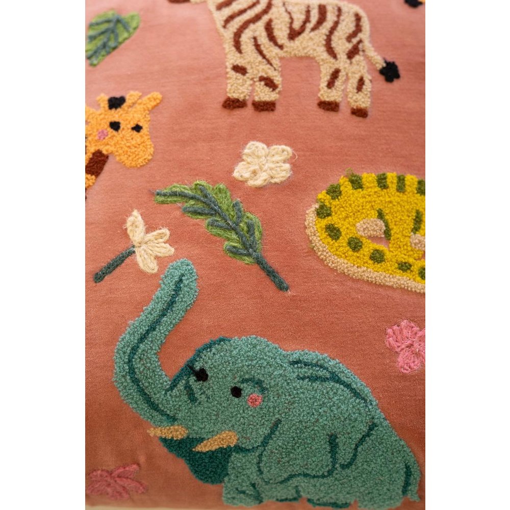 Velvet Embroidery Pillow - Animals
