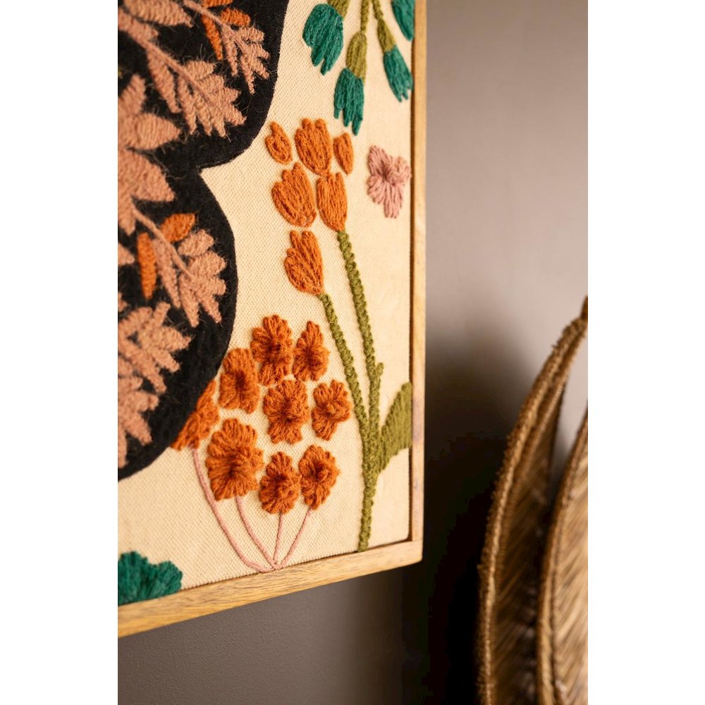 Framed Hand-Hooked Art With Butterfly And Flowers