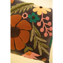 Velvet Embroidery Pillow - Flowers #2