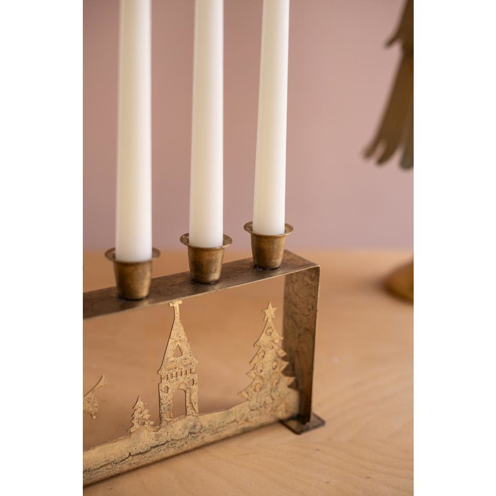 Antique Gold Table Top Christmas Taper Candelabra
