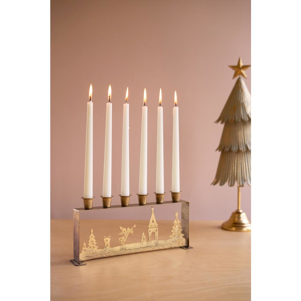 Antique Gold Table Top Christmas Taper Candelabra