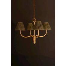 Rattan-Wrapped Chandelier With Raffia Shade