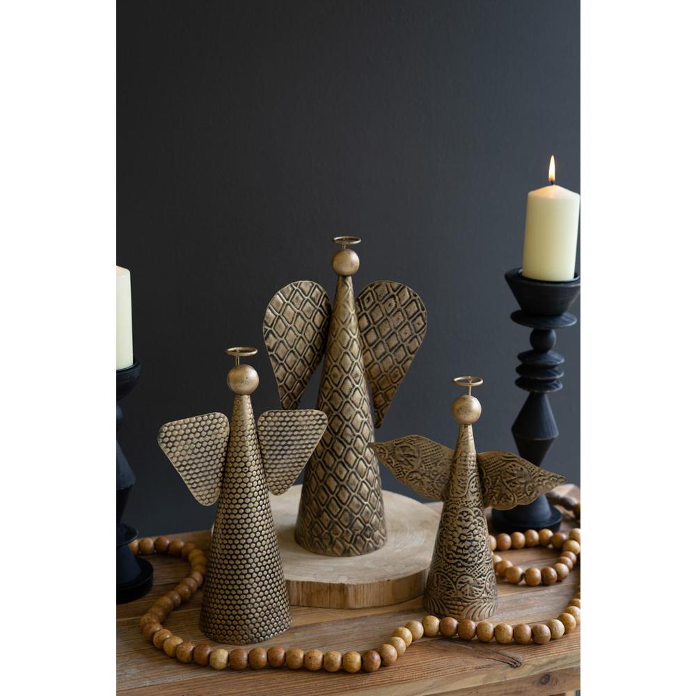 Set Of Three Table Top Christmas Angels - Antique Gold