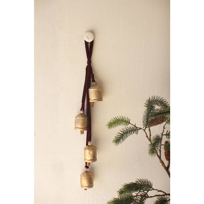 Jingle Bell Cluster - Maroon Velvet Ribbon