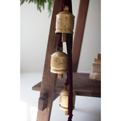 Jingle Bell Cluster - Maroon Velvet Ribbon