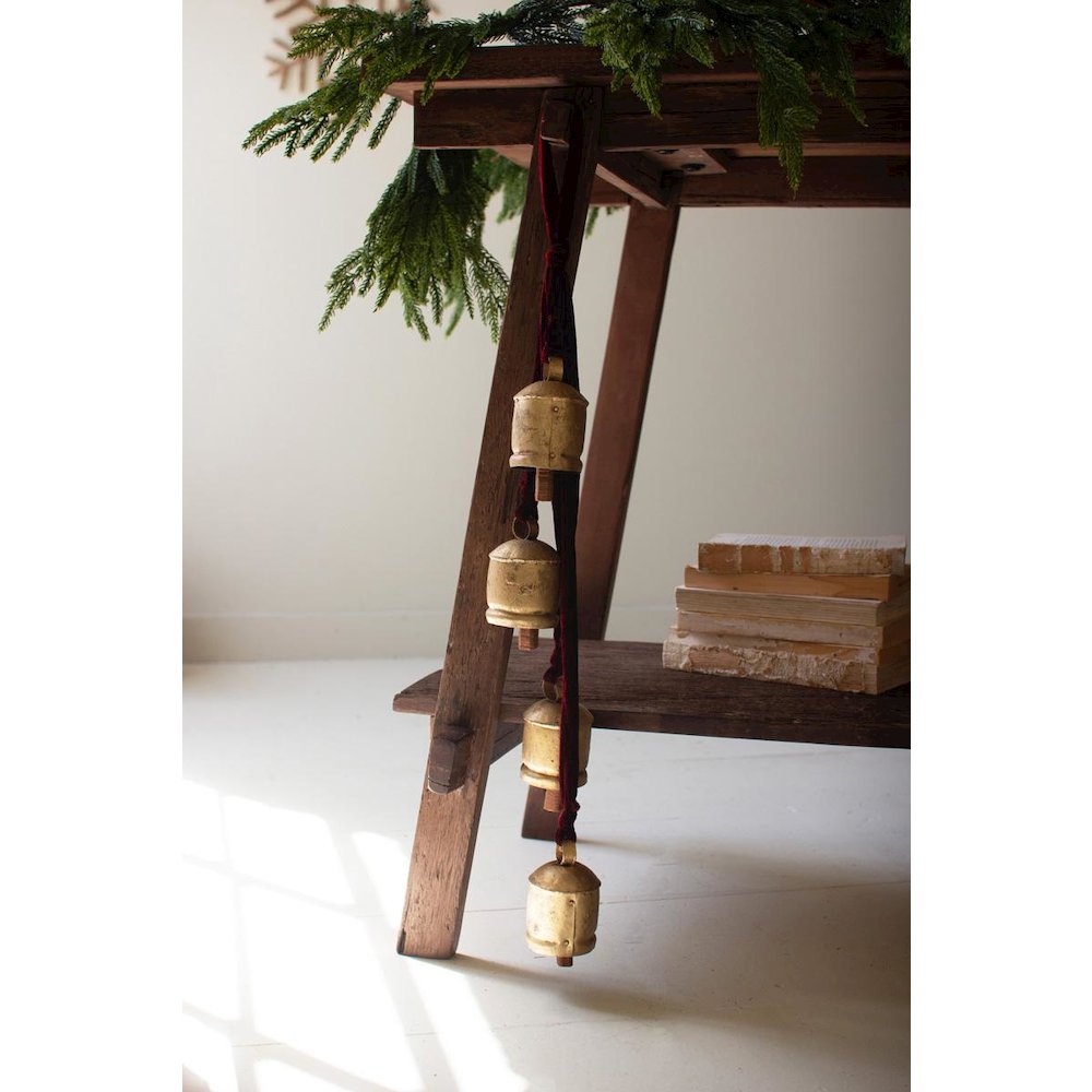Jingle Bell Cluster - Maroon Velvet Ribbon