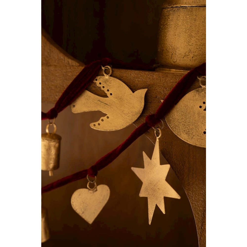 Christmas Charm Garland With Maroon Velvet Ribbon