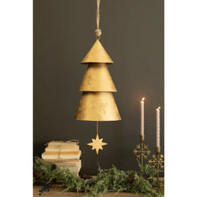 Giant Antique Gold Christmas Tree Bell with Velvet Hanger