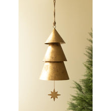 Giant Antique Gold Christmas Tree Bell with Velvet Hanger