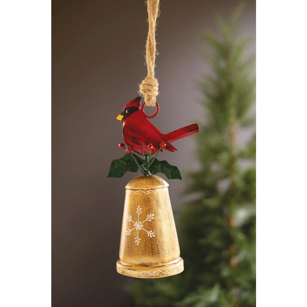 Christmas Bell with Panted Red Bird
