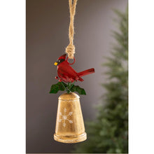 Christmas Bell with Panted Red Bird