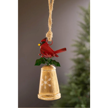 Christmas Bell with Panted Red Bird