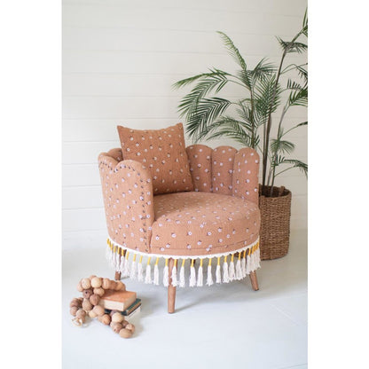 Upholstered Circle Chair with Tassels