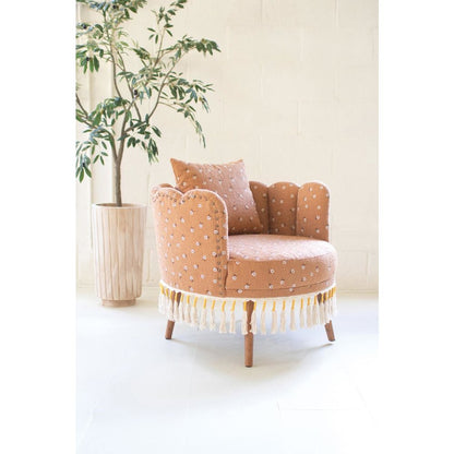 Upholstered Circle Chair with Tassels