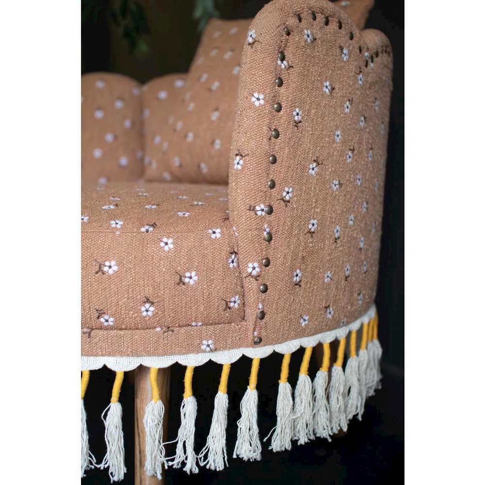 Upholstered Circle Chair with Tassels