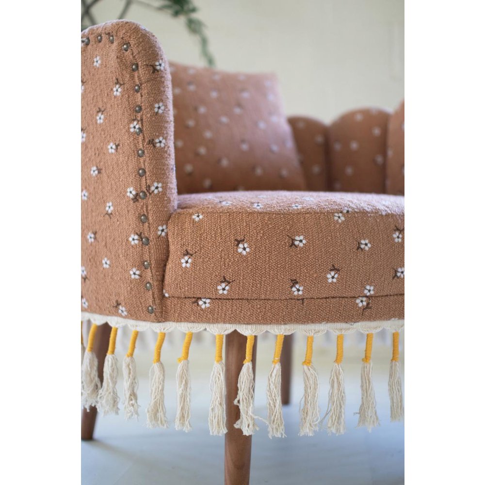 Upholstered Circle Chair with Tassels