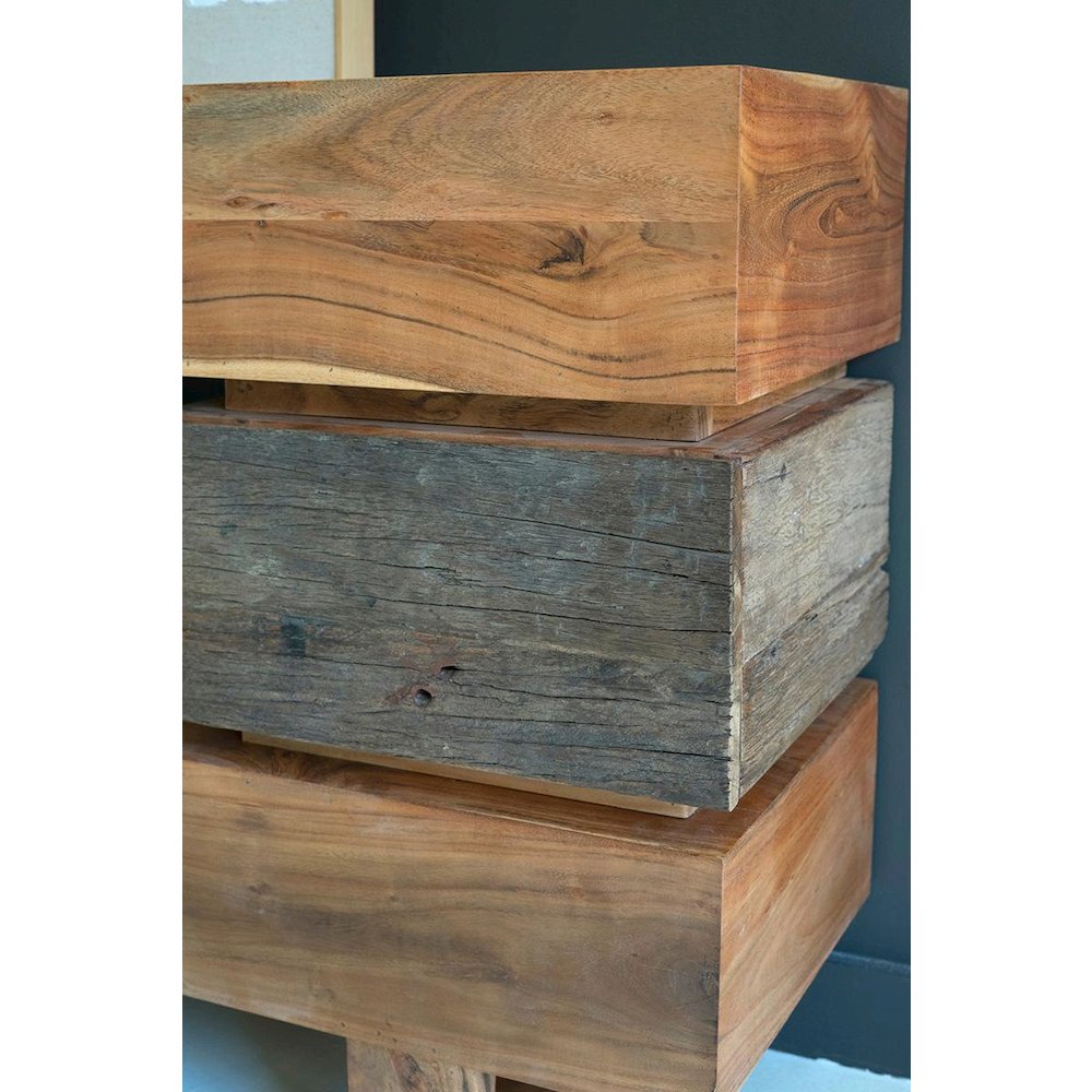 Recycled And Acacia Wood Console Table With Two Drawers