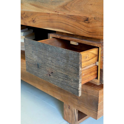 Recycled And Acacia Wood Console Table With Two Drawers