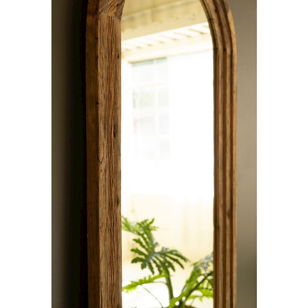 Arched Top Recycled Wood Framed Floor Mirror