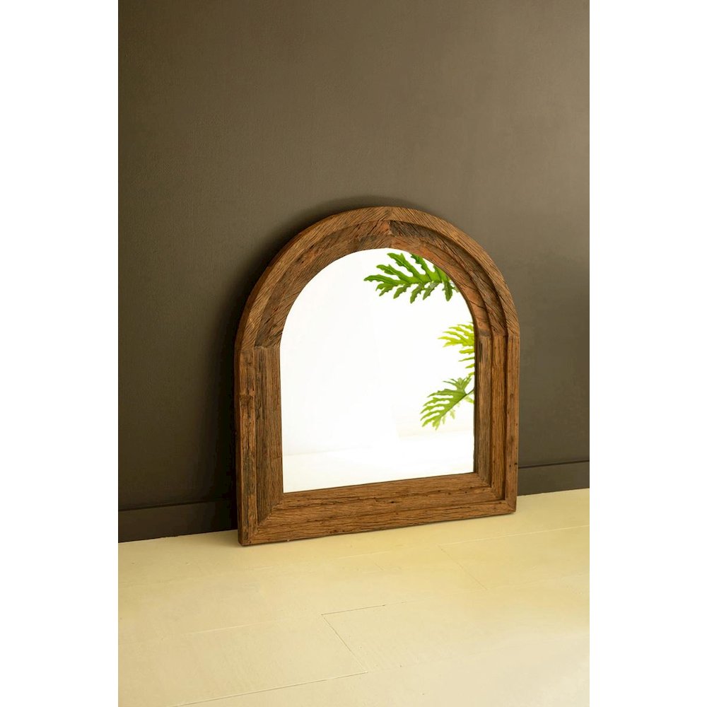 Arched Top Recycled Wood Framed Wall Mirror