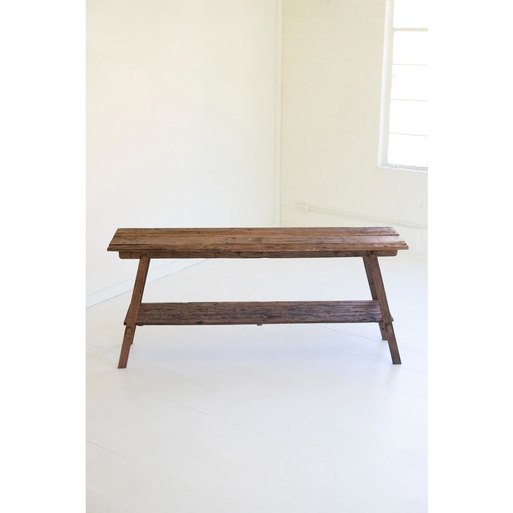 Reclaimed Wood Console with Lower Shelf
