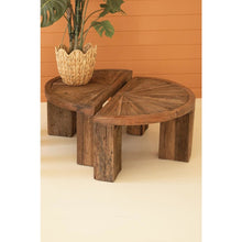 Set of Two Reclaimed Wood Round Coffee Tables