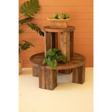 Set of Two Reclaimed Wood Round Coffee Tables
