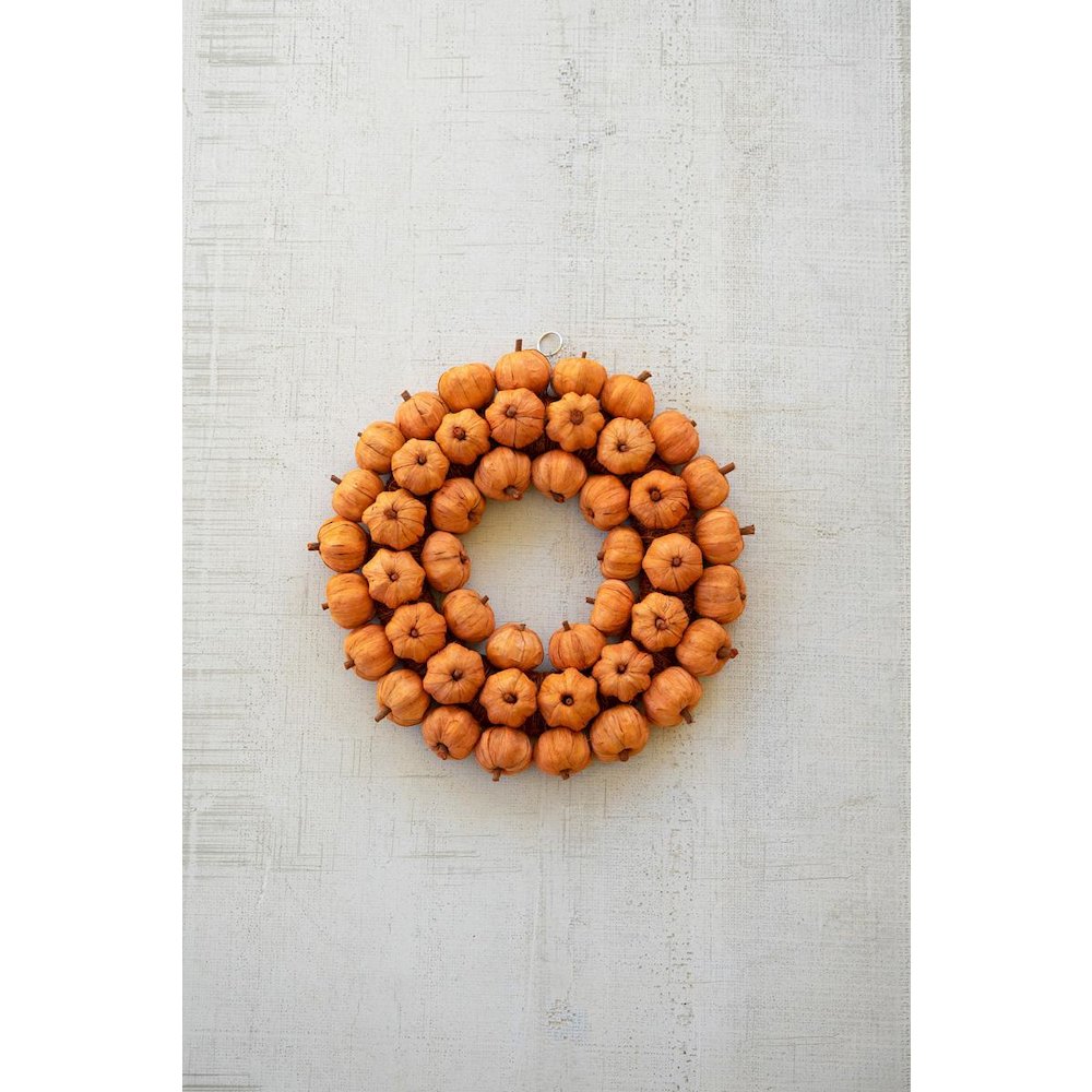 Orange Faux Pumpkin Wreath