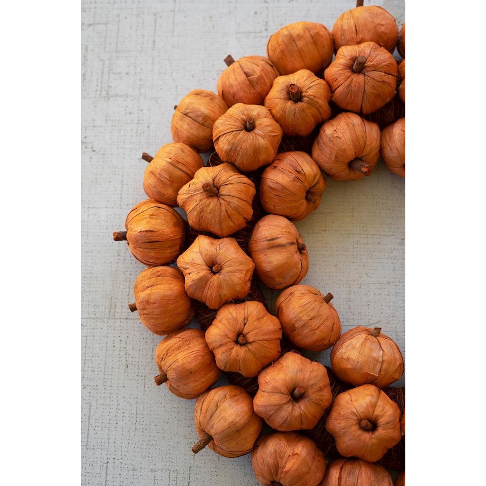 Orange Faux Pumpkin Wreath