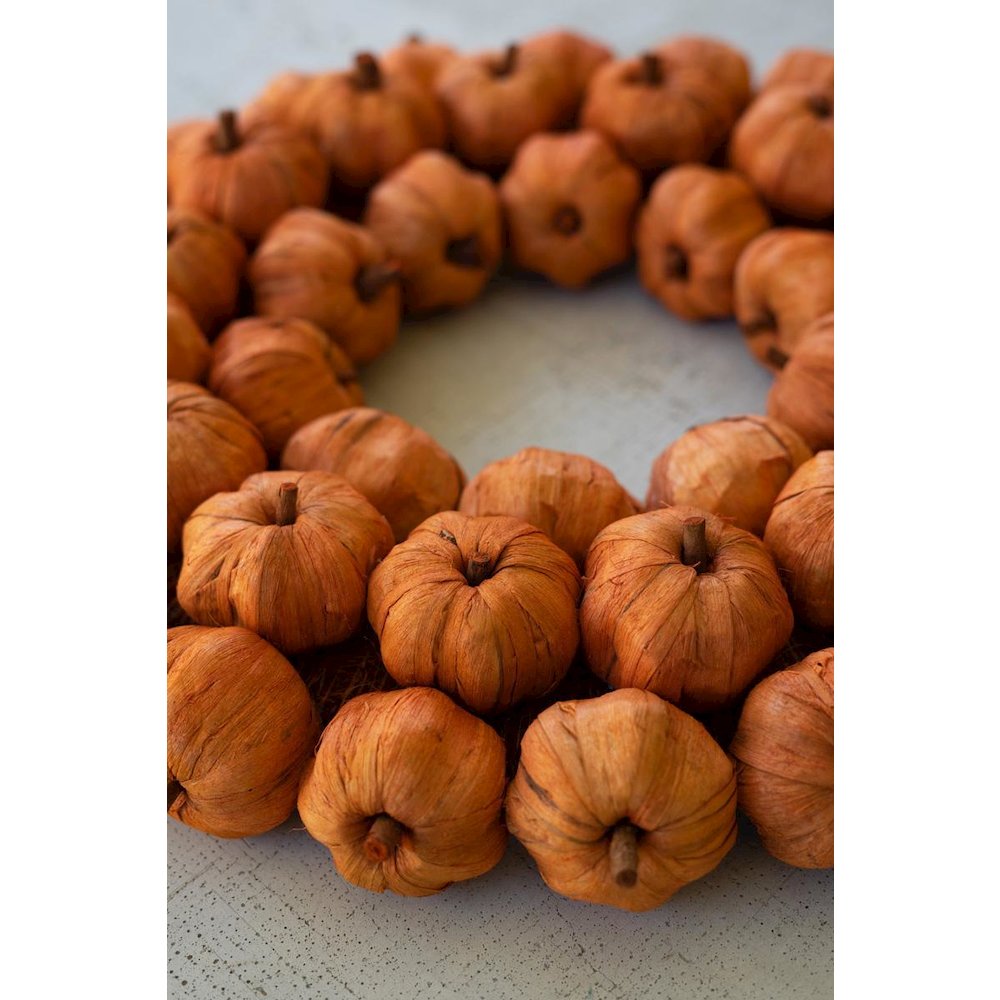 Orange Faux Pumpkin Wreath