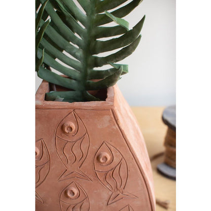 Terracotta Vessel With Fish Detail