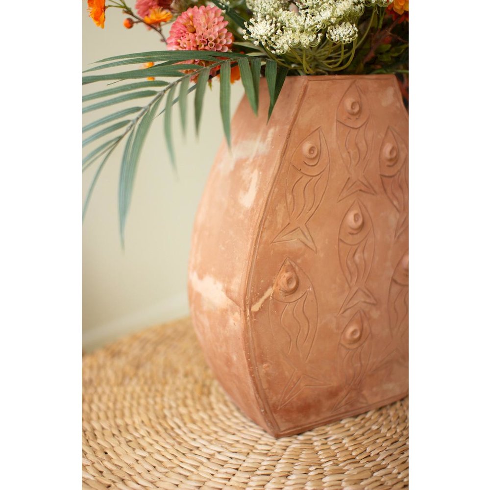 Terracotta Vessel With Fish Detail