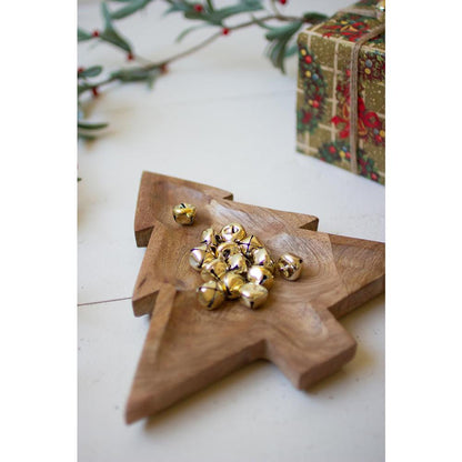 Carved Wooden Christmas Tree Platter