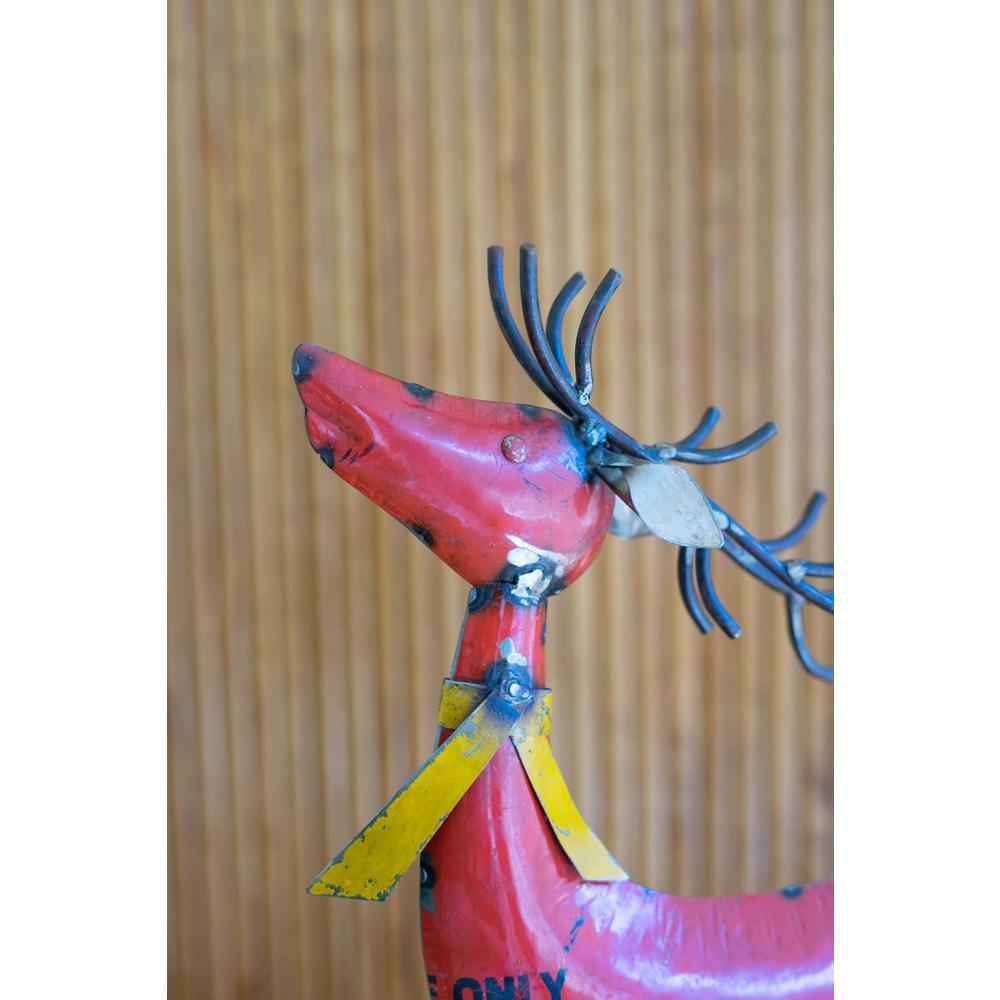 Set Of Two Recycled Metal Deer - One Each Color