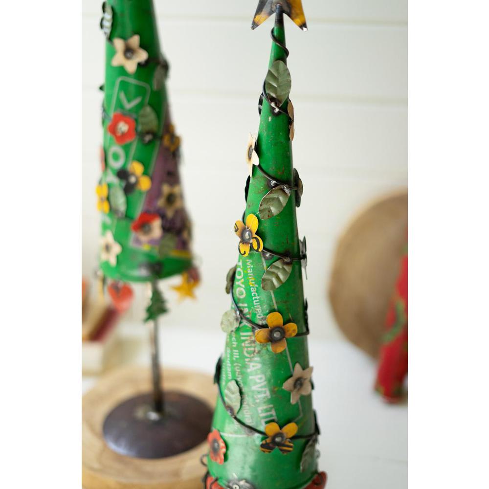 Set Of Two Recycled Iron Christmas Trees