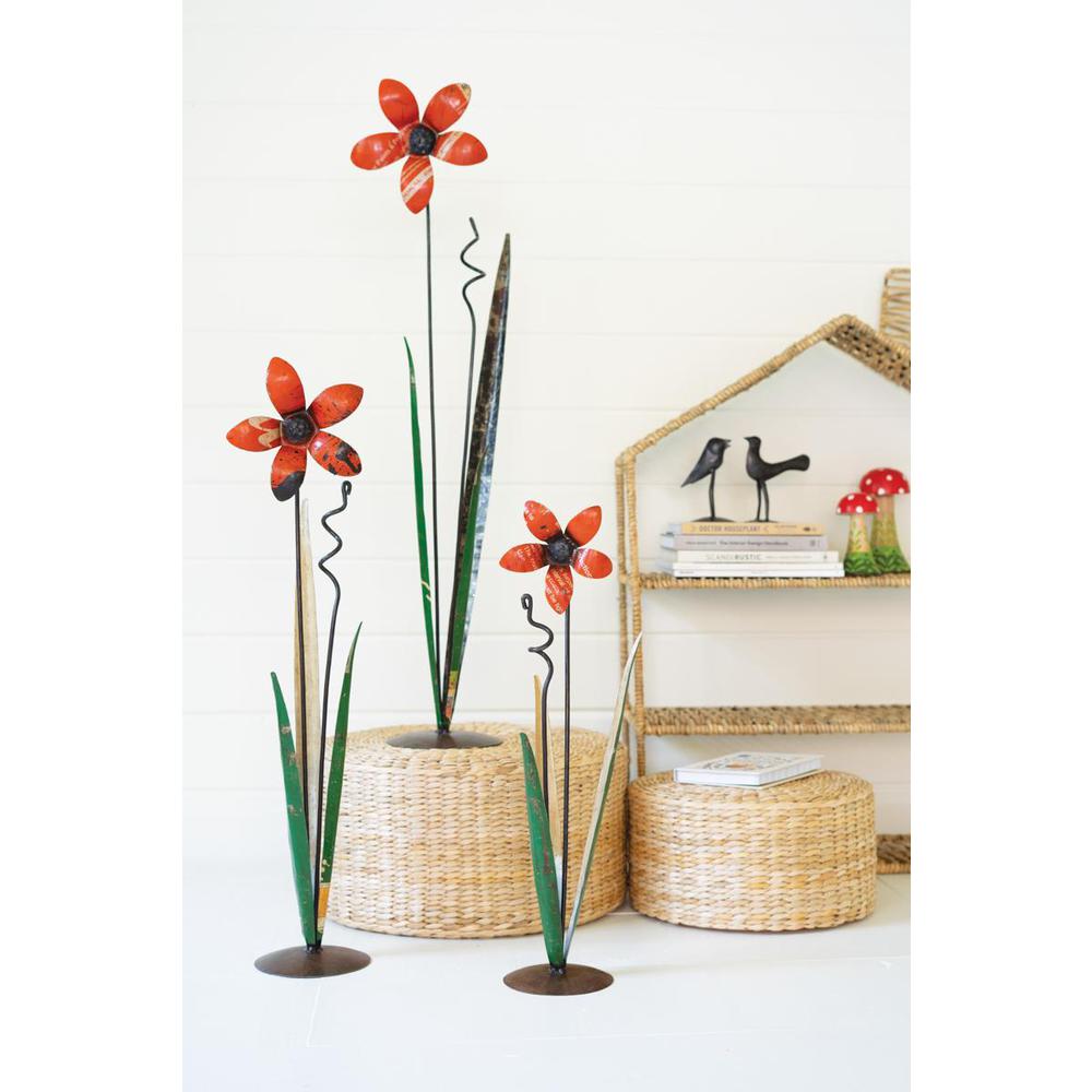 Set Of Three Recycled Iron Flowers