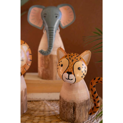 Set Of Three Recycled Wood And Iron Safari Animals