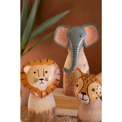 Set Of Three Recycled Wood And Iron Safari Animals