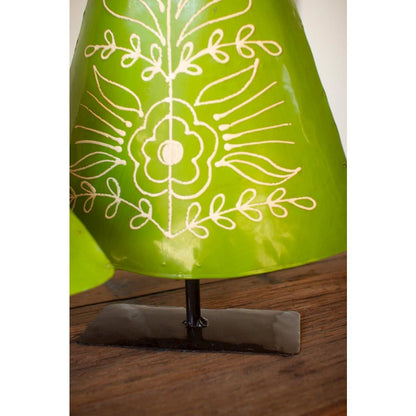 Set Of Two Recycled Painted Metal Folk Christmas Trees